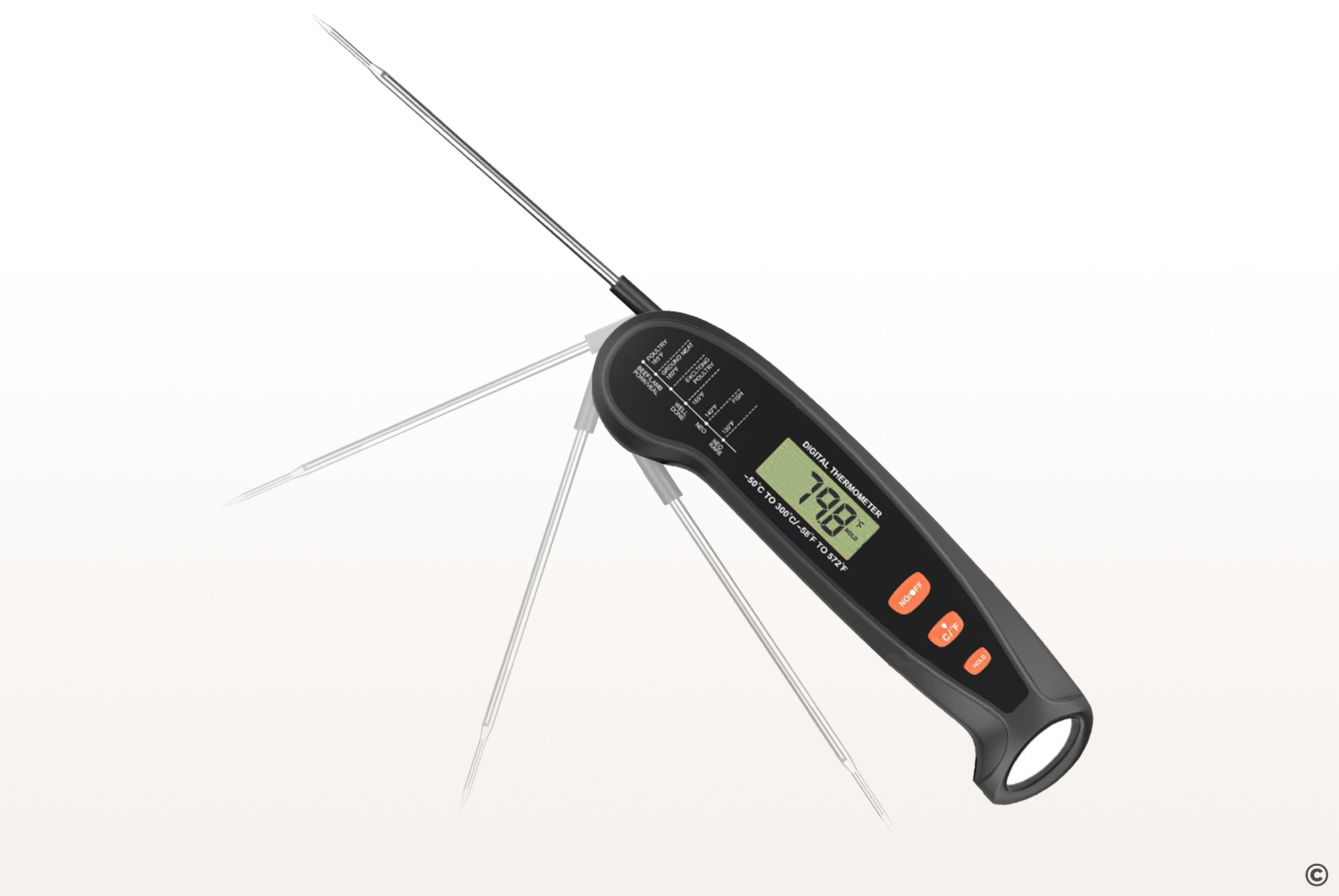 Цифровой термометр Model 1, складной, черный Фото №1