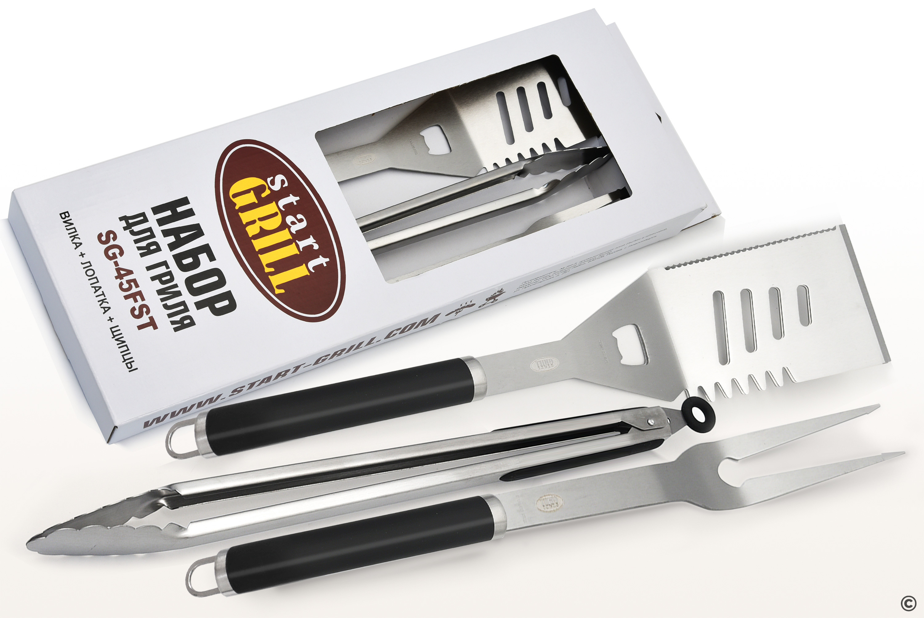 Набор для гриля (в коробке: лопатка, вилка, щипцы) Фото №1